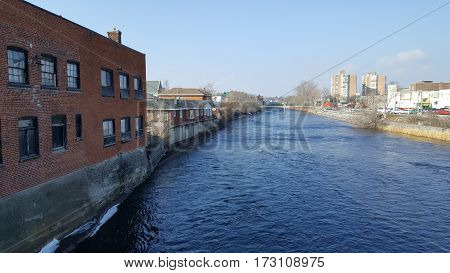 AN OLD BUILDING ON THE RIVER IN BELLEVILLE ONTARIO CANADA