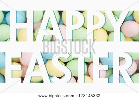 Old fashion Easter greeting Retro Easter eggs candy with text Happy Easter 3D Illustration