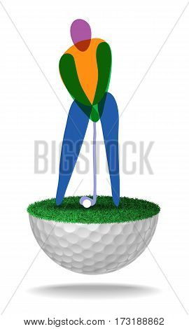Abstract Golfer On Half Golf Ball