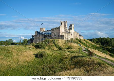 Views of the ruins of the medieval castle of the Livonian order.  August afternoon. Rakvere, Estonia