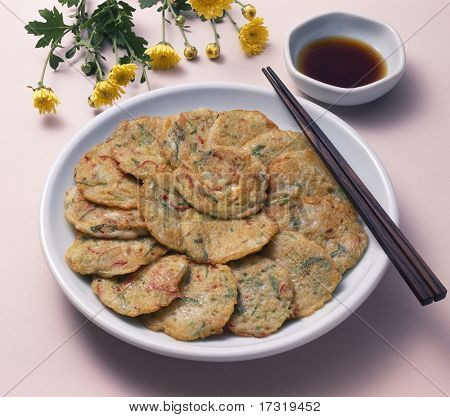 Koreanske ristet pandekage mad