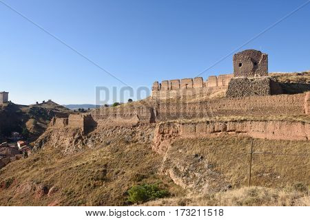Walls And Main Castle, Daroca, Zaragoza Province, Aragon, Spain