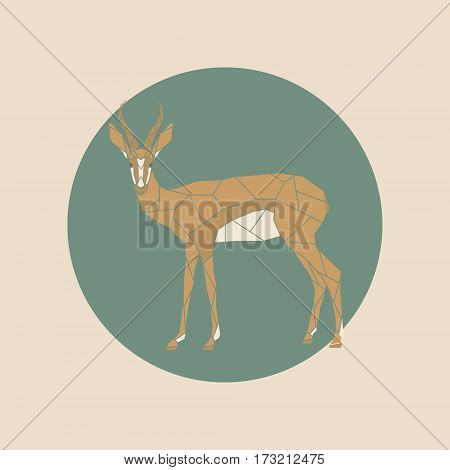 Vector antelope in a polygon style. Animal illustration.