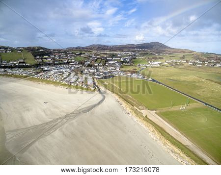 Aerial skyline of the coast by Downings, Ireland