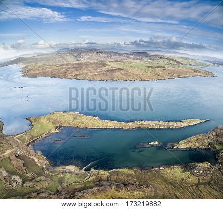 Aerial skyline of the coast by Downings, Ireland