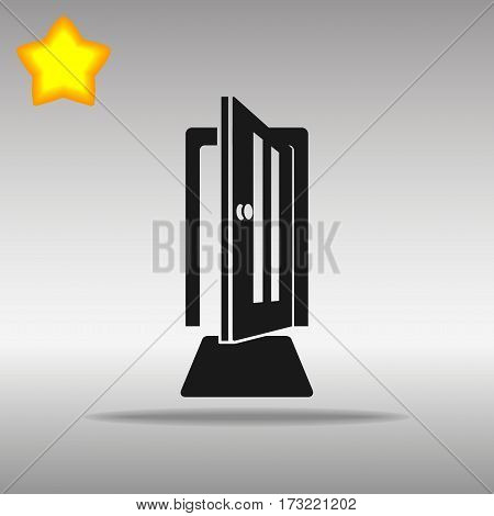 black open Door Icon button logo symbol concept high quality on the gray background