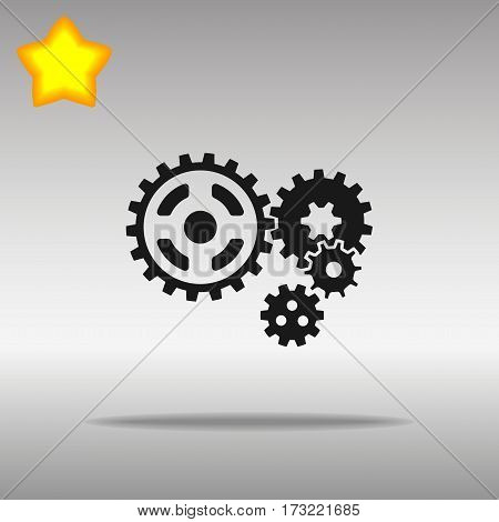 black Cogwheel Icon button logo symbol concept high quality on the gray background