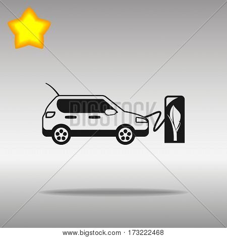 black electric vehicle charging station Icon button logo symbol concept high quality on the gray background
