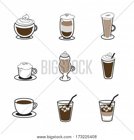 coffee icon set all about coffee shop