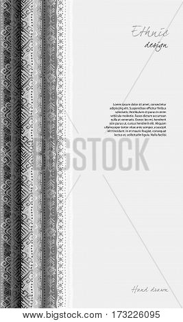 Tribal ornament with ethnic seamless vertical striped seamless border. Geometric hand drawn background. Vector illustration stock vector.