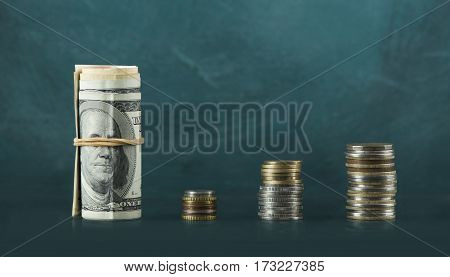 Background of banknotes. Euro banknotes 50 fifty. Money background