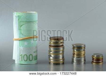 Background of banknotes. Euro banknotes 50 fifty. Money background