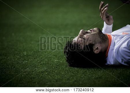 VALENCIA, SPAIN - FEBRUARY 22: Daniel Parejo during La Liga soccer match between Valencia CF and Real Madrid at Mestalla Stadium on February 22, 2017 in Valencia, Spain