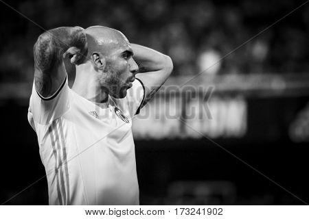 VALENCIA, SPAIN - FEBRUARY 22: Simone Zaza during La Liga soccer match between Valencia CF and Real Madrid at Mestalla Stadium on February 22, 2017 in Valencia, Spain