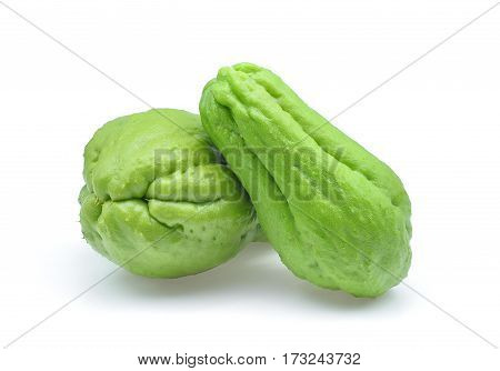 fresh chayote isolated on the white background