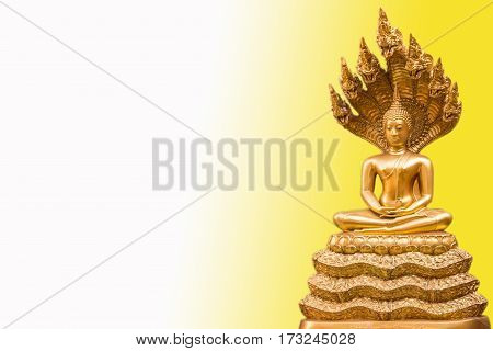 Golden Nak Prok Buddha isolated white and black background
