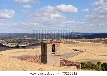Bell tower of Santa Maria del Rey Church Atienza Guadalajara province Castilla La Mancha Spain