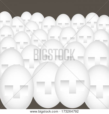 Many similar faces in crowd in graphic style