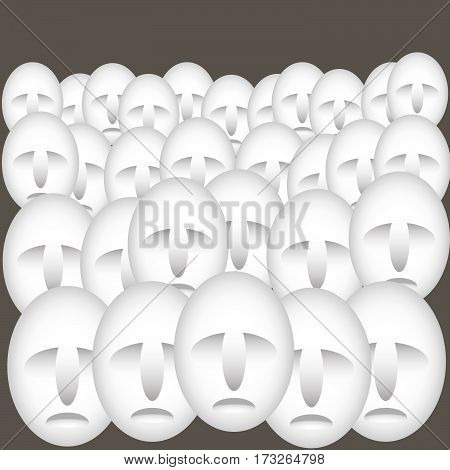 Many similar faces in crowd in graphic style