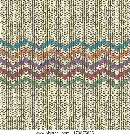 Knitting beige pattern, seamless wool ornament zig zag illustration