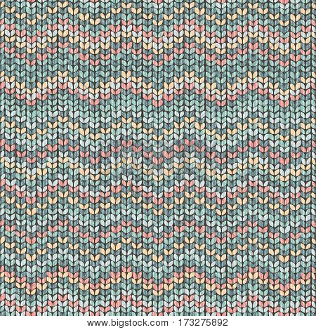 Knit blue zigzag pattern, traditional fashion nordic seamless texture
