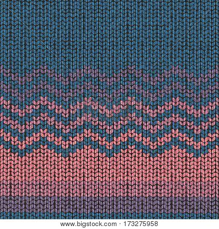 Knitting blue pattern, chevron seamless fabric wool texture, Illustration