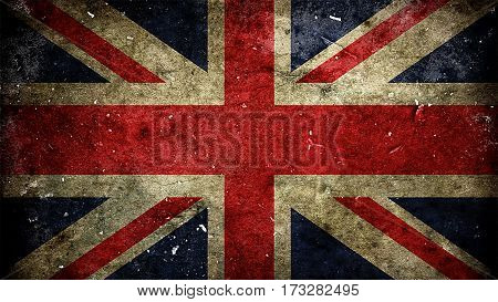 Great Britain Flag On Old Background Retro Effect
