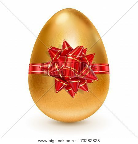 Golden Easter Egg With Red Bow