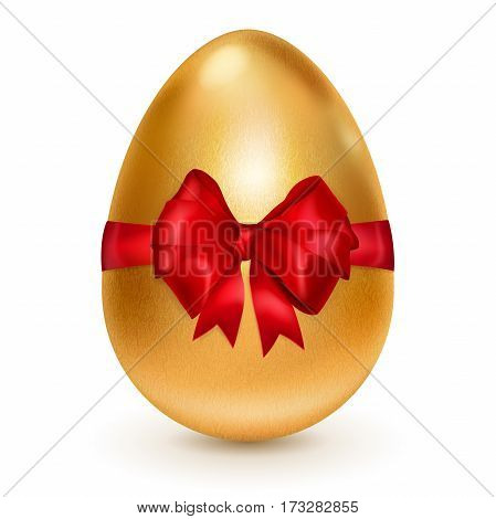 Golden Easter Egg With Red Bow