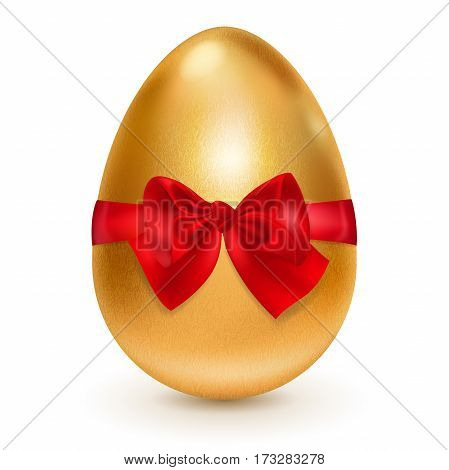 Golden Easter Egg With Red Bow