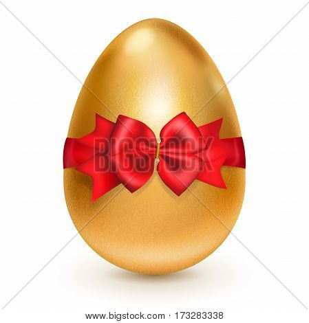 Golden Easter Egg With Red Bow