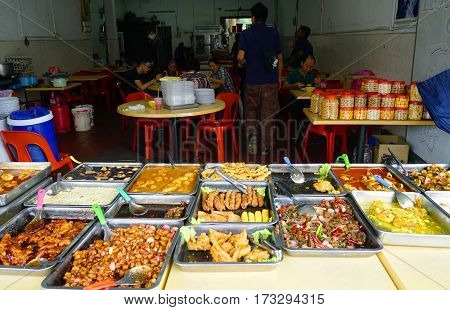 PINANG ISLAND, 14 JANUARY 2017 - Street food in George Town, Pinang Island, Malaysia