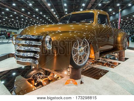 DETROIT MI/USA - February 25 2017: A 1949 Chevrolet C10 pickup truck interpretation, 