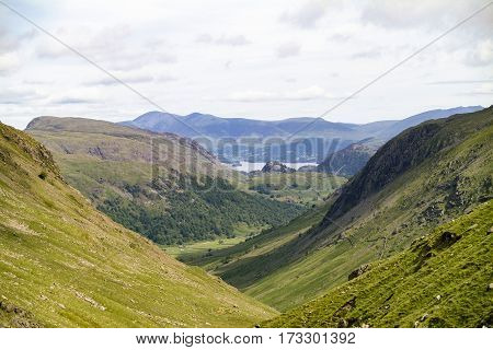 Borrowdale valley looking towards Derwent Water from Ruddy Gill