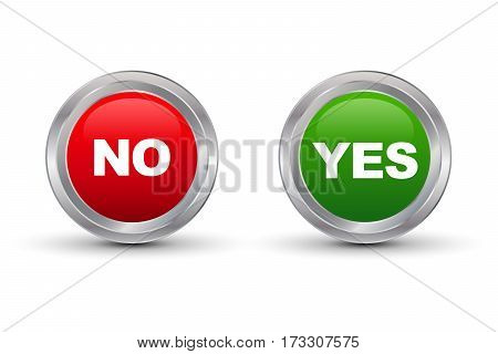 Yes No Glossy Button Vector illustration with shadow
