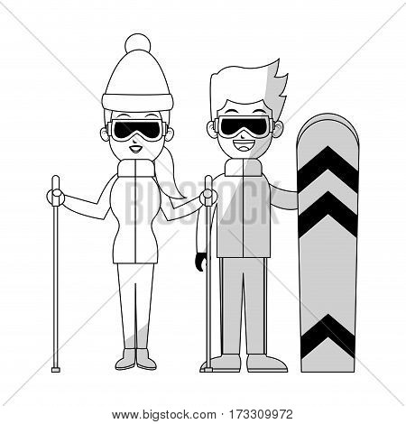 skii snowboarding sports people icon image vector illustration design