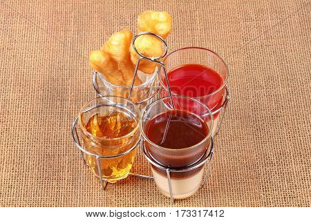 Thai Traditional Milk Coffee And Milk Tea And  Patongko .