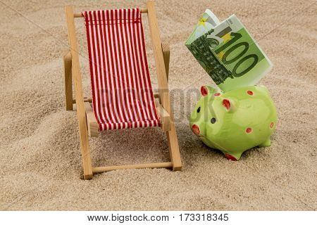 deckchair with euro banknote