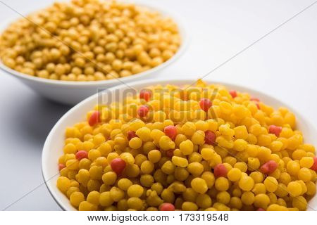 indian sweet boondi or bundi in raw form, main ingredient of bundi laddoo or can eat as is