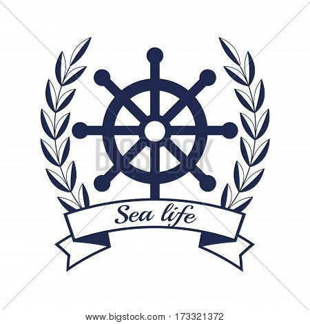 nautical frame with ship timon vector illustration design