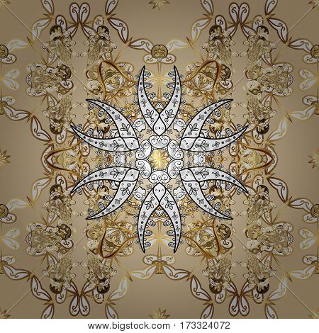 Damask Seamless Pattern Repeating Background. Golden Neutral Floral Ornament In Baroque Style. Antiq