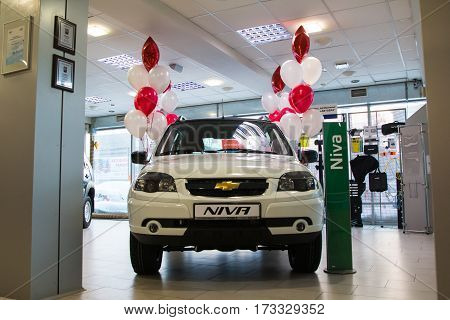 Showroom Of Dealership Chevrolet And Car In It In Kirov City In 2016