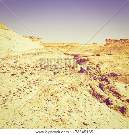 Rocky Hills of the Negev Desert in Israel at Sunset Instagram Effect