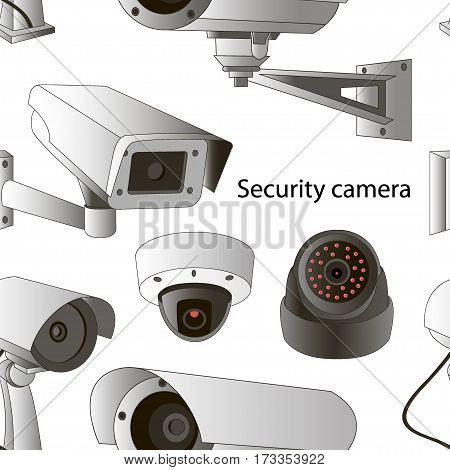 Security camera set pattern. Vector Illustration isolated on white background