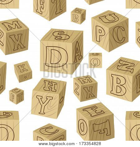 Wooden alphabet blocks pattern. Vector illustration, EPS 10