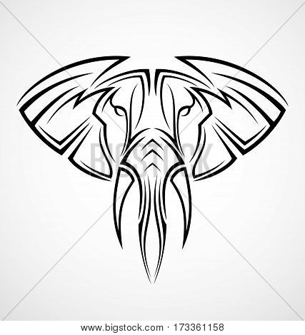 Elephant head tribal tattoo design vector illustration