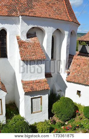 Fortified medieval saxon church in thie village Viscri, Transylvania, Romania, was built around 1100 AD.