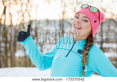 Smiling Girl In Winter Park