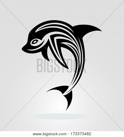 Dolphin fish tribal tattoo design vector illustration