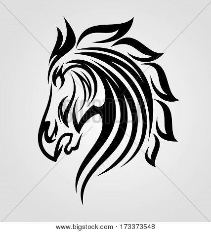 Vector illustration of horse head tattoo design